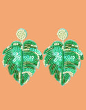 Load image into Gallery viewer, Beaded leaf earrings