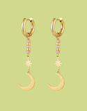 Load image into Gallery viewer, Beaded moon and star earrings