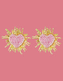 Load image into Gallery viewer, Beaded shine bright heart earrings