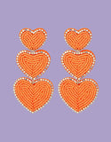 Load image into Gallery viewer, Beaded sparkly triple heart earrings