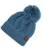 Load image into Gallery viewer, Solid Color CC Pom Beanie w/ Patch