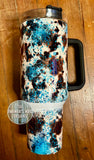 Load image into Gallery viewer, Turquoise &amp; Cowhide